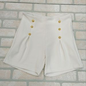 NWOT White High Waisted Mariner Shorts